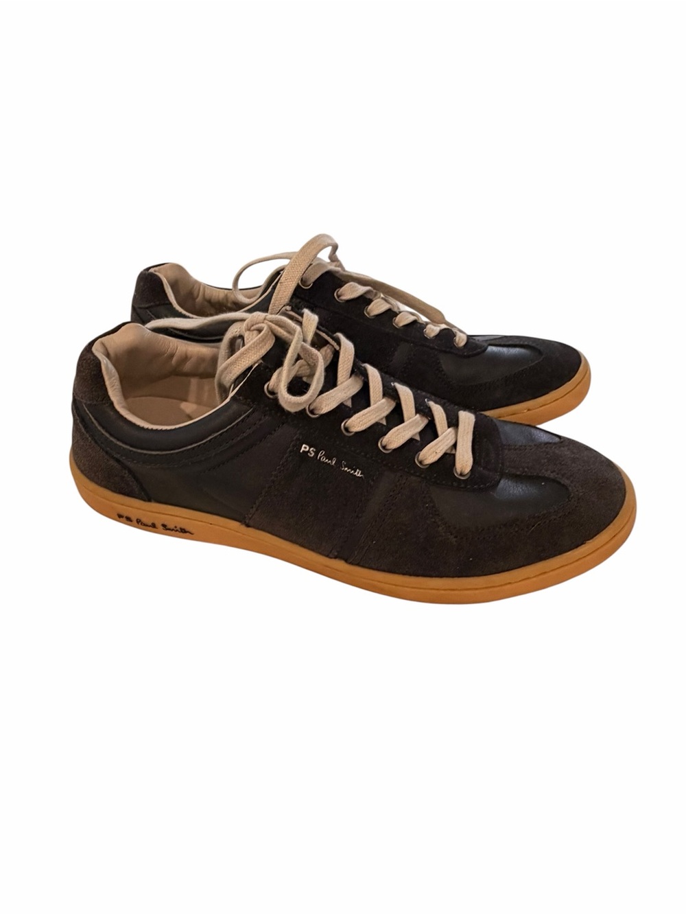 PS Paul Smith Men's Navy Suede and Leather Sneakers with Gum Sole